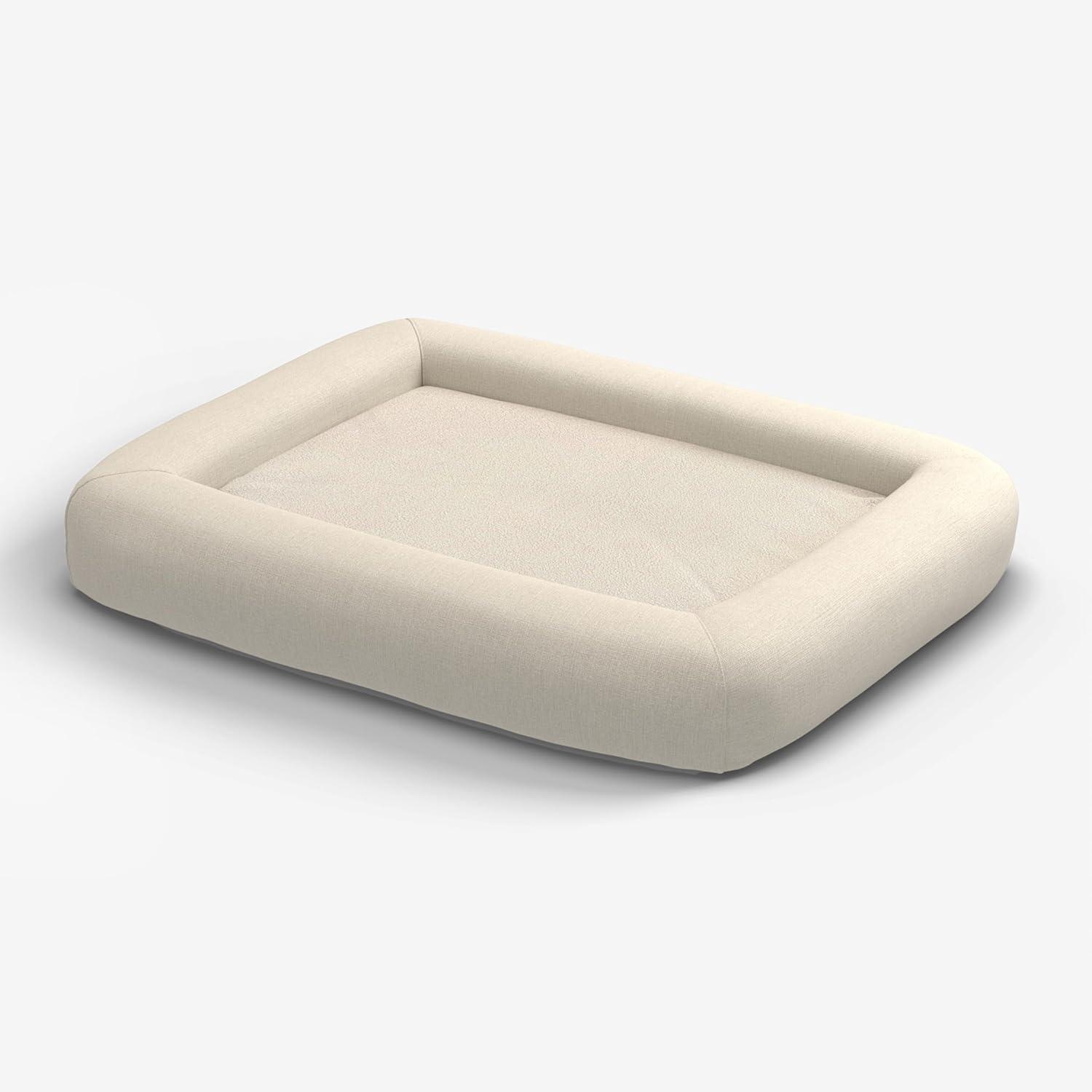 imageRuggable Small Dog Bed Indestructible Washable Waterproof Cover Calming Memory Foam Plush Crate for Dogs 28 inch up to 25lbs Non Slip Couch Premium Donut Bolster Sides Stone GreySand Woven