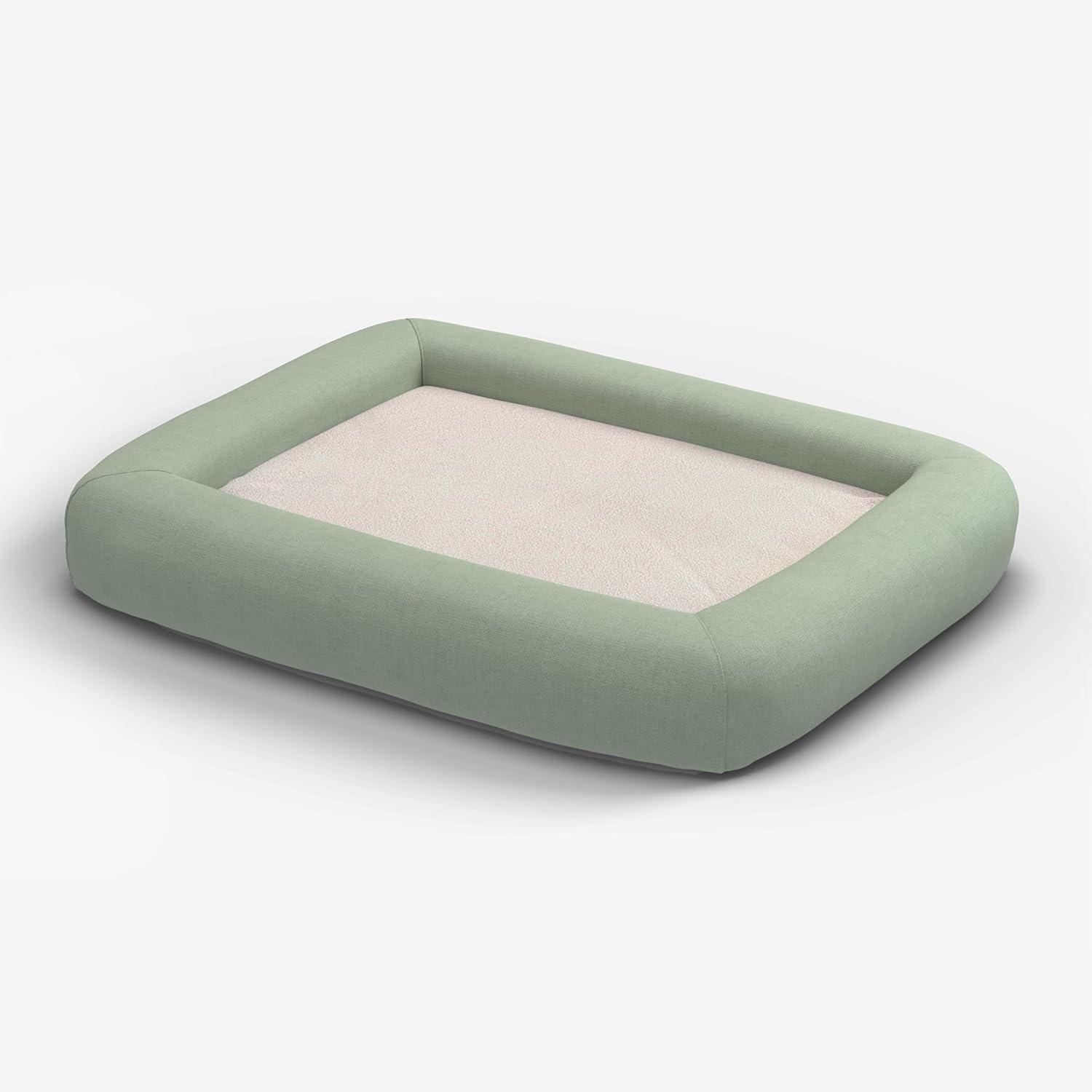 imageRuggable Small Dog Bed Indestructible Washable Waterproof Cover Calming Memory Foam Plush Crate for Dogs 28 inch up to 25lbs Non Slip Couch Premium Donut Bolster Sides Stone GreySage Green Woven
