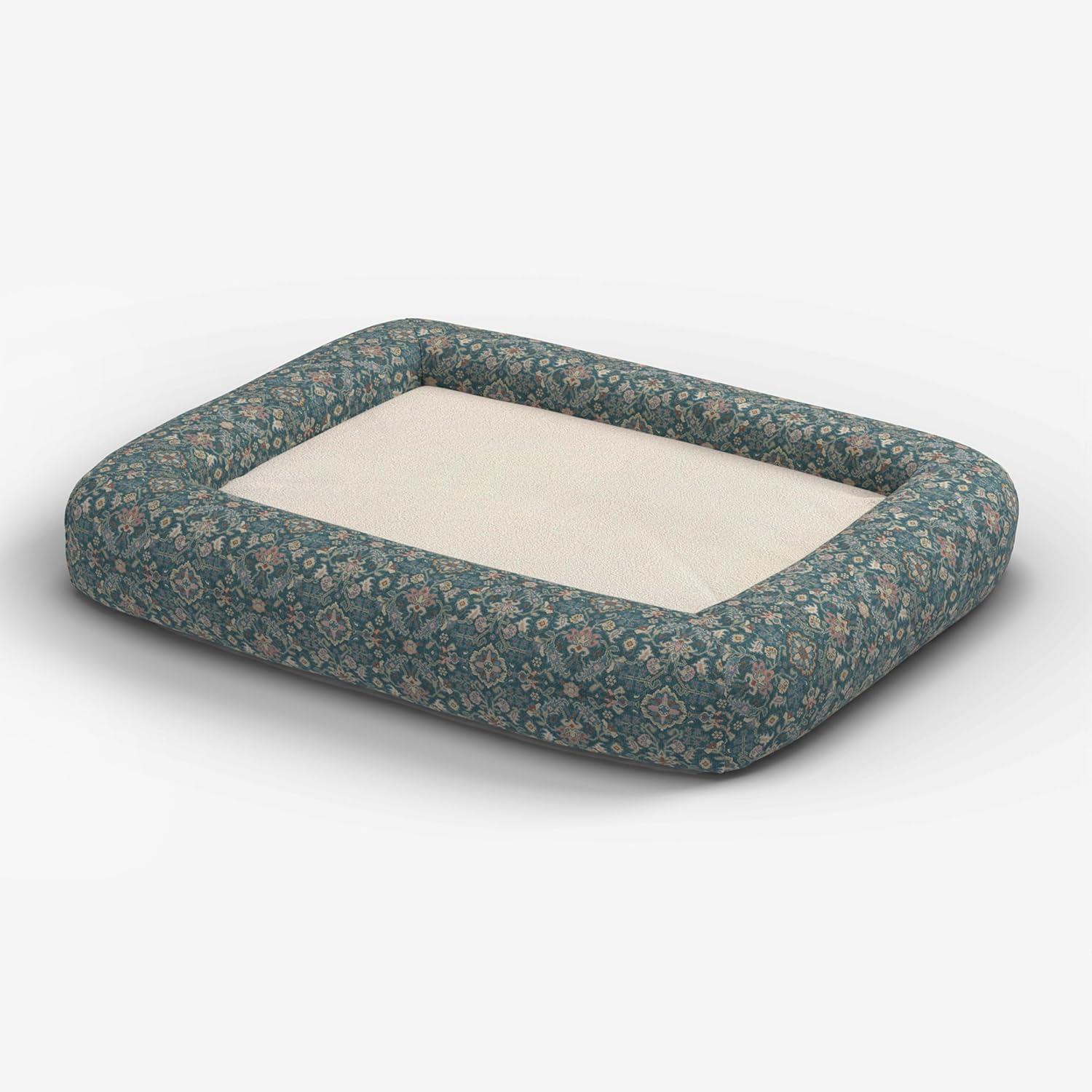 imageRuggable Small Dog Bed Indestructible Washable Waterproof Cover Calming Memory Foam Plush Crate for Dogs 28 inch up to 25lbs Non Slip Couch Premium Donut Bolster Sides Stone GreyHarper Blue Woven