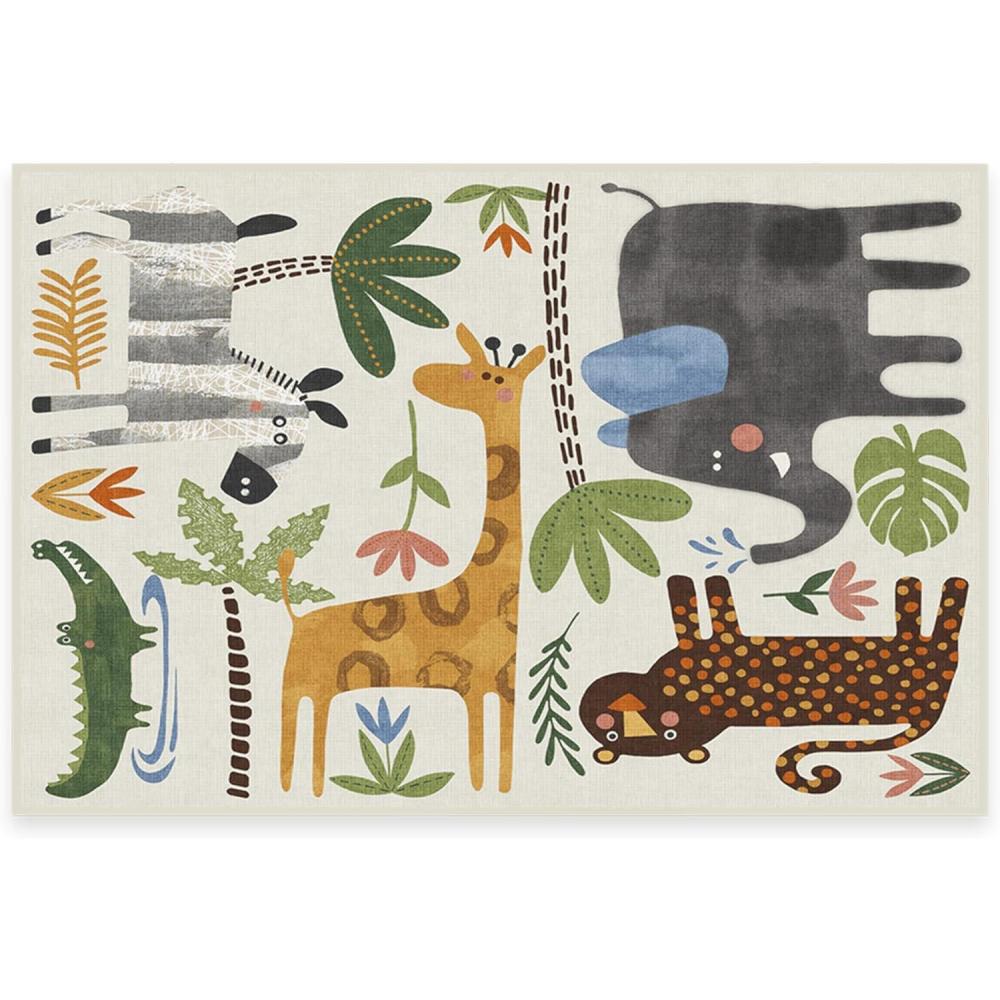 imageRUGGABLE Washable Area Rug Animal Safari Multicolor 3x5 StainResistant NonSlip Small Machine Washable Rugs for Living Room Bedroom Hallway Entryway ampamp Officewith Standard PadAnimal Safari Multicolor Cushioned Pad