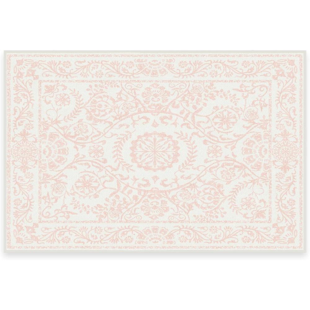 imageRUGGABLE Washable Area Rug Delphina Delft Blue 6x9 StainResistant NonSlip Medium Machine Washable Rugs for Living Room Bedroom Hallway Entryway ampamp Officewith Standard PadPowder Pink Cushioned Pad