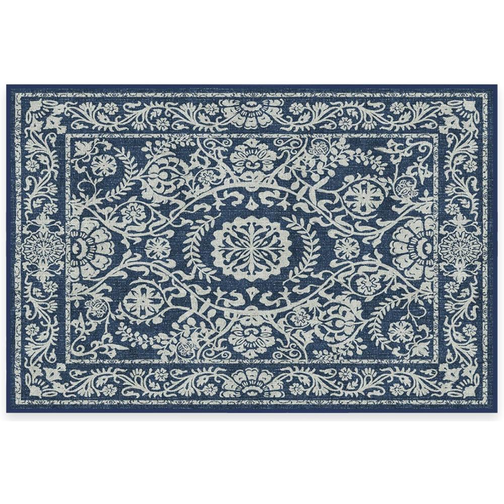 imageRUGGABLE Washable Area Rug Delphina Delft Blue 6x9 StainResistant NonSlip Medium Machine Washable Rugs for Living Room Bedroom Hallway Entryway ampamp Officewith Standard PadNavy Blue Cushioned Pad