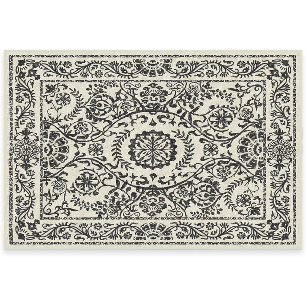 imageRUGGABLE Washable Area Rug Delphina Delft Blue 6x9 StainResistant NonSlip Medium Machine Washable Rugs for Living Room Bedroom Hallway Entryway ampamp Officewith Standard PadBlack White Standard Pad