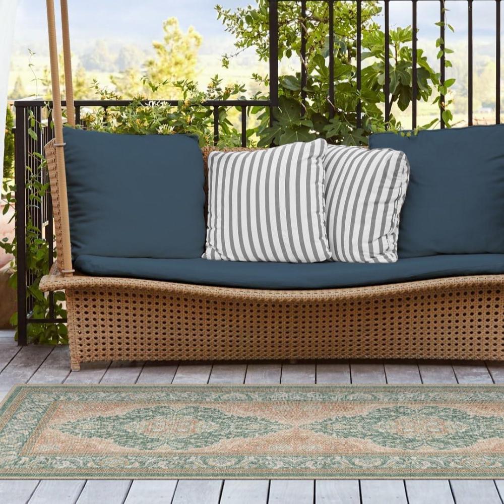 imageRUGGABLE Washable Area Rug Outdoor Allura Copper Sage 5x7 StainResistant NonSlip Medium Machine Washable Rugs for Entryway Patio Balcony Deck ampamp Porchwith Standard PadAllura Copper Sage Standard Pad