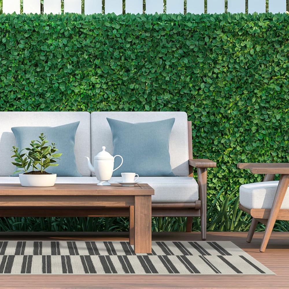 imageRUGGABLE Washable Area Rug  Outdoor Gingham Plaid Black ampamp White 3x5 StainResistant NonSlip  Small Machine Washable Rugs for Entryway Patio Balcony Deck ampamp Porchwith Standard PadOffset Stripe Black  Standard Pad