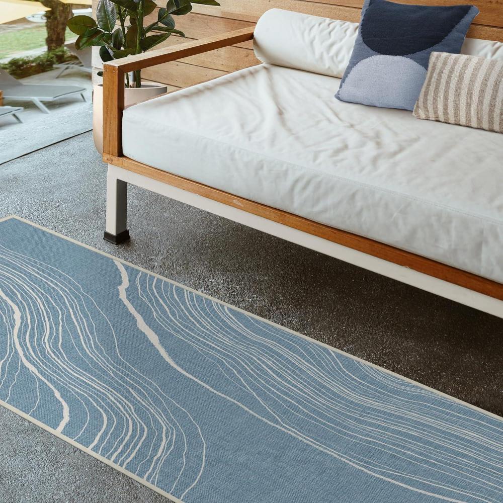 imageRUGGABLE Washable Area Rug Outdoor Watercolor Waves Copper Jade 5x7 StainResistant NonSlip Medium Machine Washable Rugs for Entryway Patio Balcony Deck ampamp Porchwith Standard PadKalder Slate Blue Standard Pad