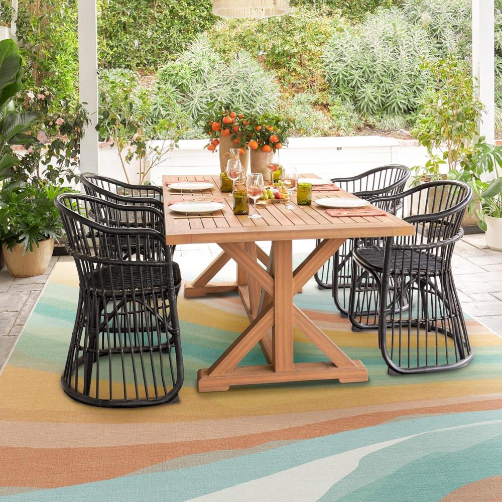 imageRUGGABLE Washable Area Rug Outdoor Watercolor Waves Copper Jade 5x7 StainResistant NonSlip Medium Machine Washable Rugs for Entryway Patio Balcony Deck ampamp Porchwith Standard PadWatercolor Waves Copper Jade Standard Pad