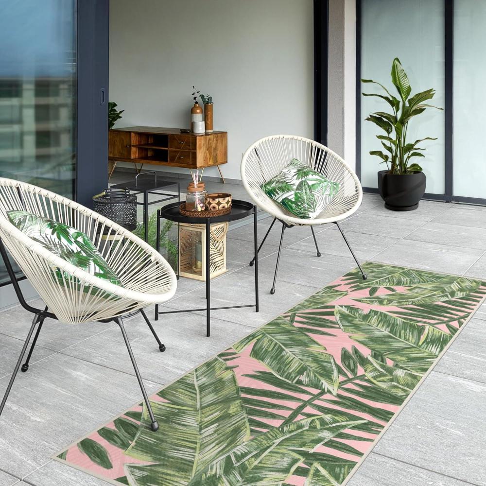 imageRUGGABLE Washable Area Rug Outdoor Watercolor Waves Copper Jade 5x7 StainResistant NonSlip Medium Machine Washable Rugs for Entryway Patio Balcony Deck ampamp Porchwith Standard PadFilifera Palm Pink Standard Pad