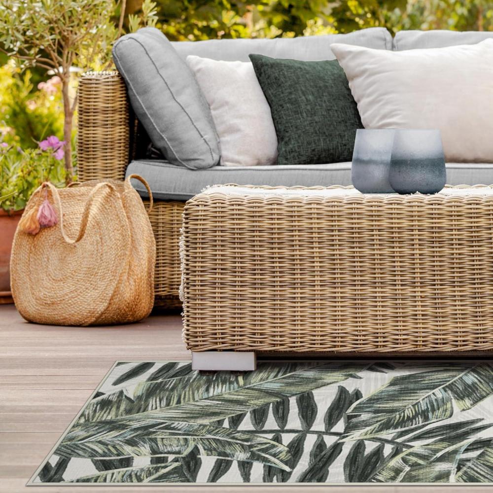 imageRUGGABLE Washable Area Rug Outdoor Watercolor Waves Copper Jade 5x7 StainResistant NonSlip Medium Machine Washable Rugs for Entryway Patio Balcony Deck ampamp Porchwith Standard PadFilifera Palm Green Standard Pad