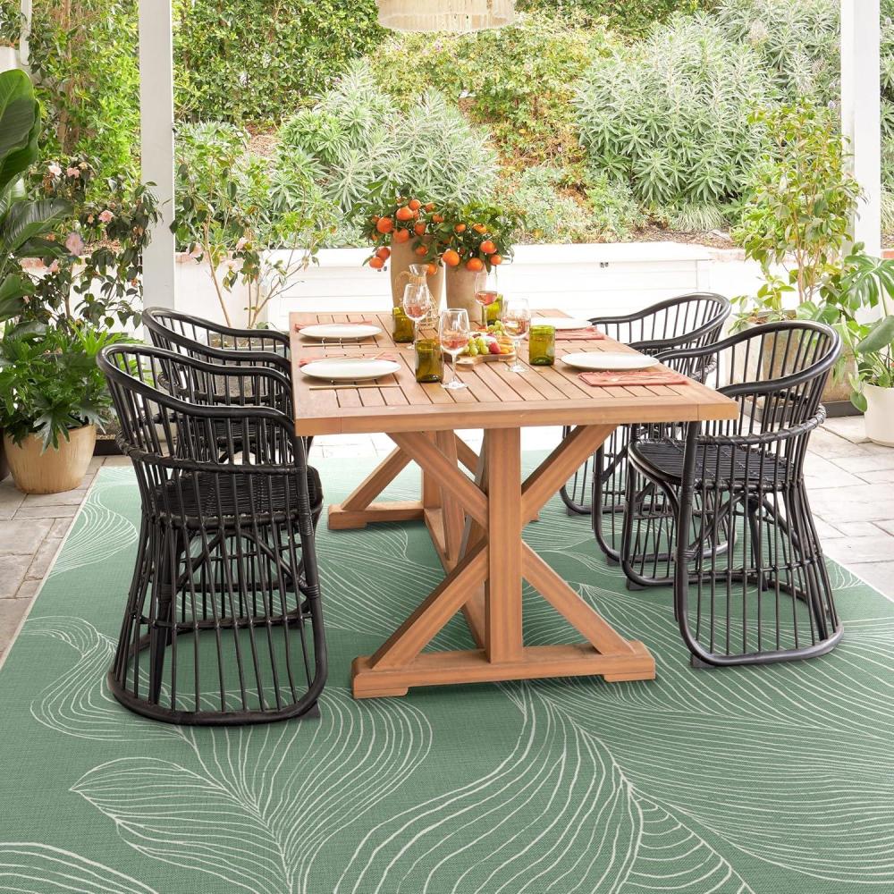 imageRUGGABLE Washable Area Rug Outdoor Watercolor Waves Copper Jade 5x7 StainResistant NonSlip Medium Machine Washable Rugs for Entryway Patio Balcony Deck ampamp Porchwith Standard PadSana Laurel Green Standard Pad