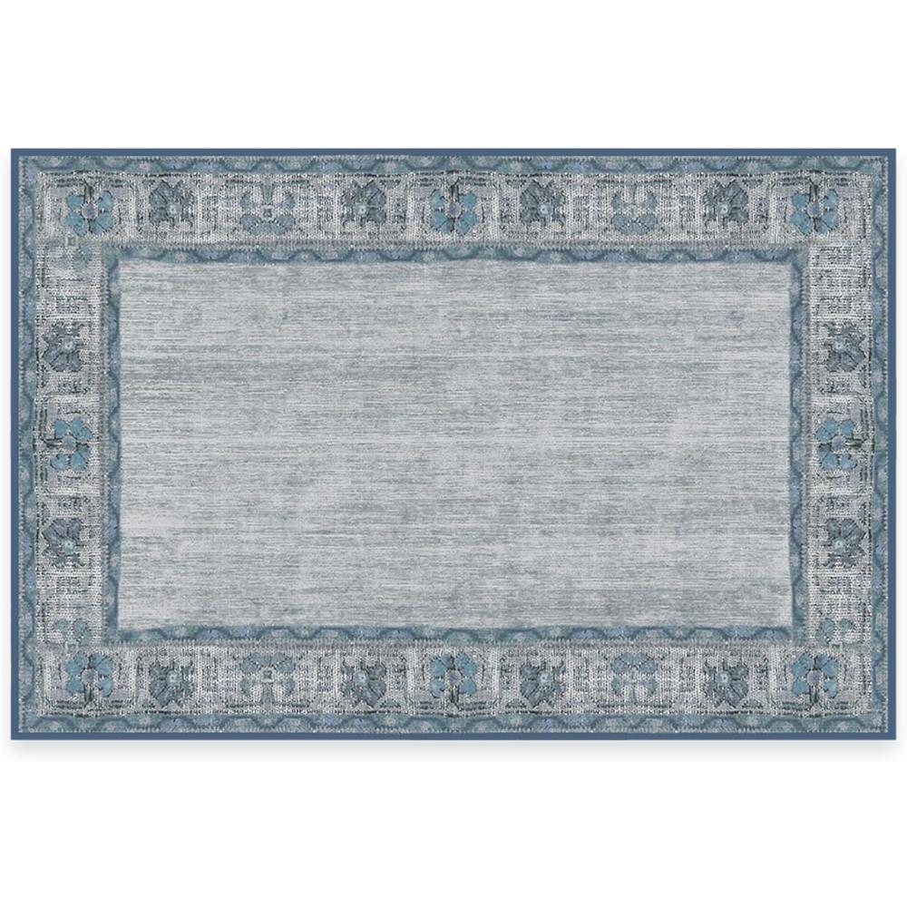 imageRUGGABLE Washable Area Rug Zinnia Blue 3x5 StainResistant NonSlip Small Machine Washable Rugs for Living Room Bedroom Hallway Entryway ampamp Officewith Standard PadBlue Standard Pad