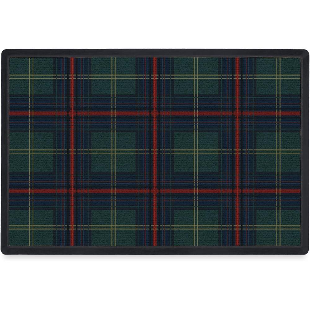 imageRUGGABLE Washable Front Doormat  Hohoho Red and Green 2x3 IndoorOutdoor Doormat  FadeResistant Durable NonSlip  Welcome Mat for Entryway Hallway Bathroom ampamp Decor  with Standard PadWinter Tartan Evergreen  Standard Pad