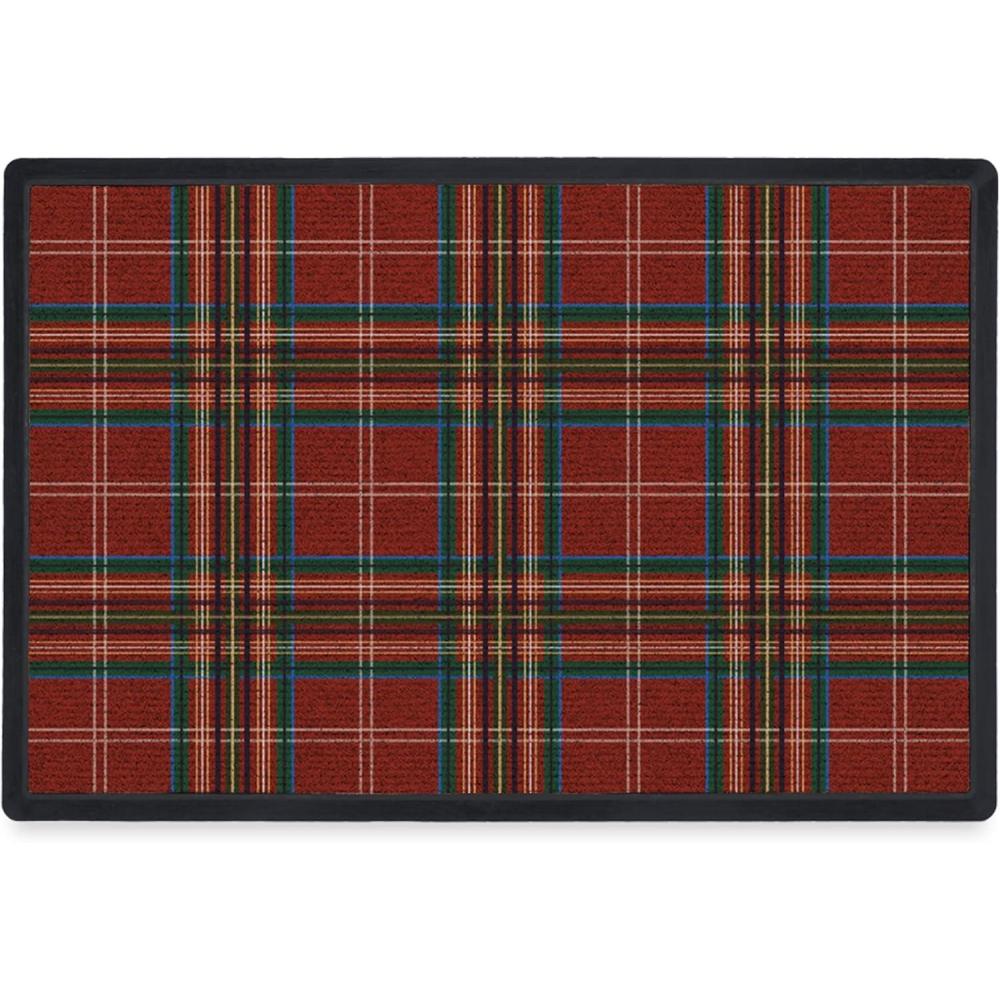 imageRUGGABLE Washable Front Doormat  Hohoho Red and Green 2x3 IndoorOutdoor Doormat  FadeResistant Durable NonSlip  Welcome Mat for Entryway Hallway Bathroom ampamp Decor  with Standard PadWinter Tartan Red  Standard Pad