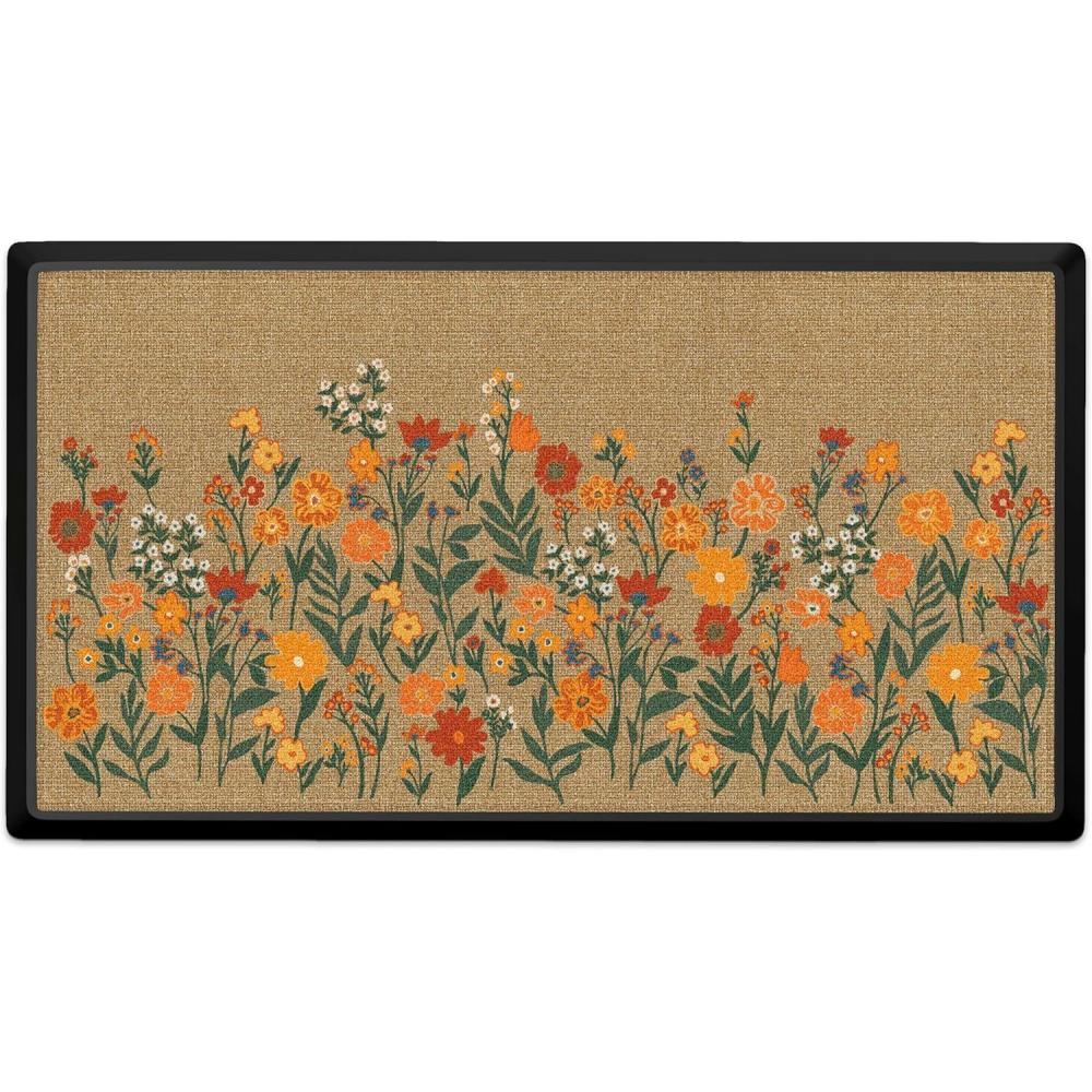 imageRUGGABLE Washable Front Doormat  Welcome 2x3 IndoorOutdoor Doormat  FadeResistant Durable NonSlip  Welcome Mat for Entryway Hallway Bathroom ampamp Decor  with Standard PadBlooming Garden Multicolor