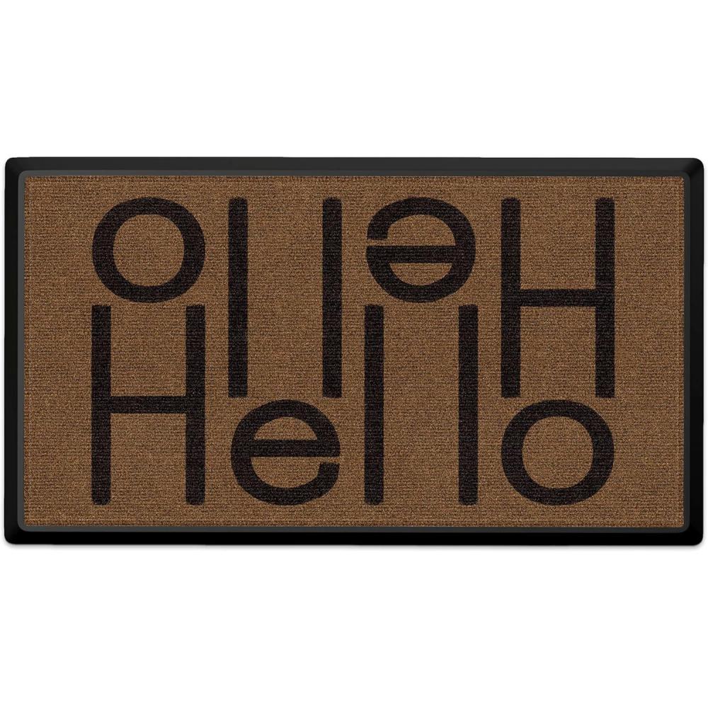 imageRUGGABLE Washable Front Doormat  Welcome 2x3 IndoorOutdoor Doormat  FadeResistant Durable NonSlip  Welcome Mat for Entryway Hallway Bathroom ampamp Decor  with Standard PadHello  Large Doormat
