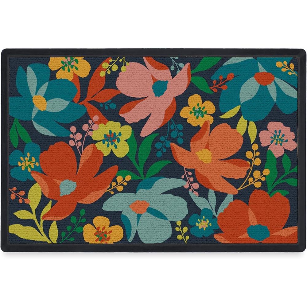 imageRUGGABLE Washable Front Doormat  Welcome 2x3 IndoorOutdoor Doormat  FadeResistant Durable NonSlip  Welcome Mat for Entryway Hallway Bathroom ampamp Decor  with Standard PadC  Multicolor Blossom