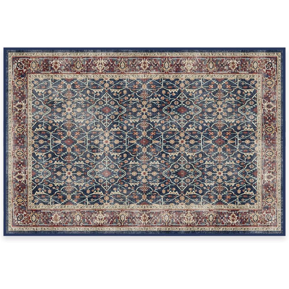 imageRUGGABLE Washable Vintage Area Rug Celestine Coral 3x5 StainResistant NonSlip Small Machine Washable Rugs for Living Room Bedroom Hallway Entryway ampamp Officewith Standard PadSapphire Standard Pad