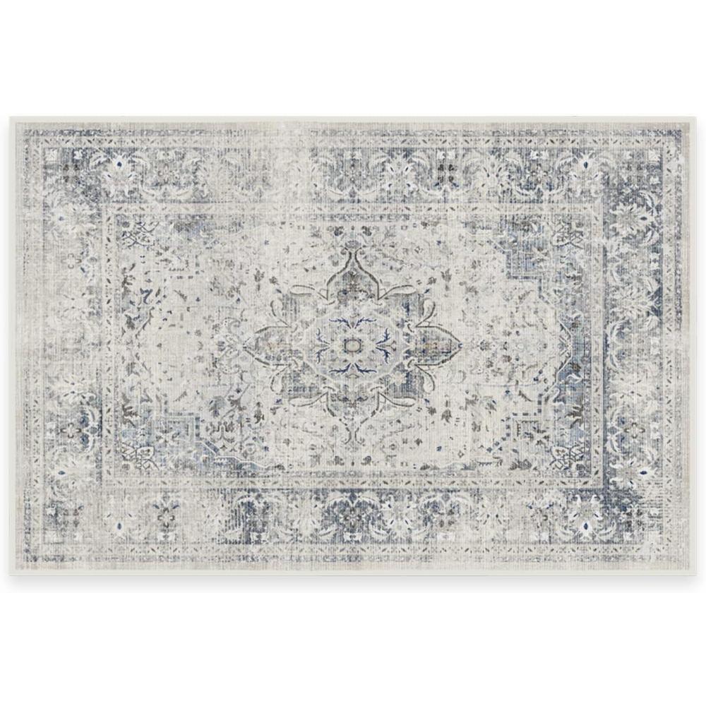 imageRUGGABLE Washable Vintage Area Rug Kamran Hazel 3x5 StainResistant NonSlip Small Machine Washable Rugs for Living Room Bedroom Hallway Entryway ampamp Officewith Standard PadBlue Quartz Sarrah Standard Pad
