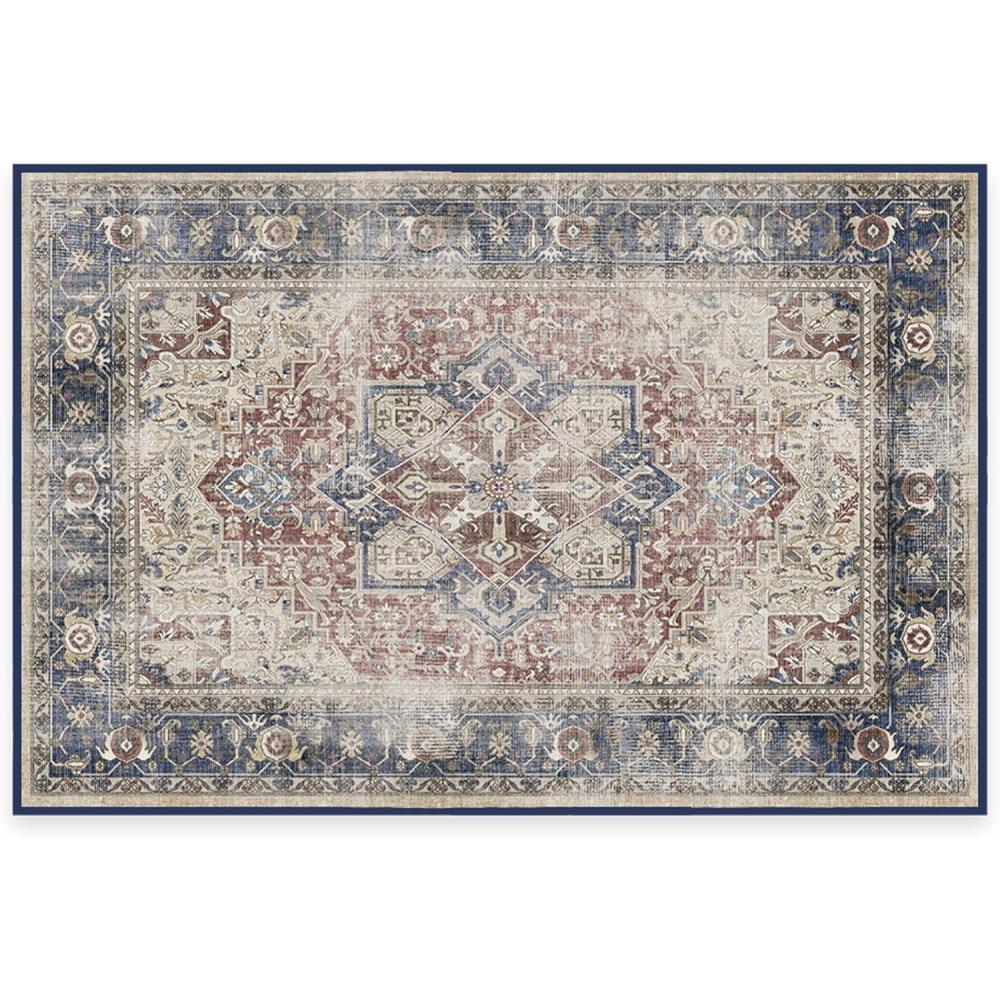 imageRUGGABLE Washable Vintage Area Rug Kamran Hazel 3x5 StainResistant NonSlip Small Machine Washable Rugs for Living Room Bedroom Hallway Entryway ampamp Officewith Standard PadBlue Royal Kamran Cushioned Pad