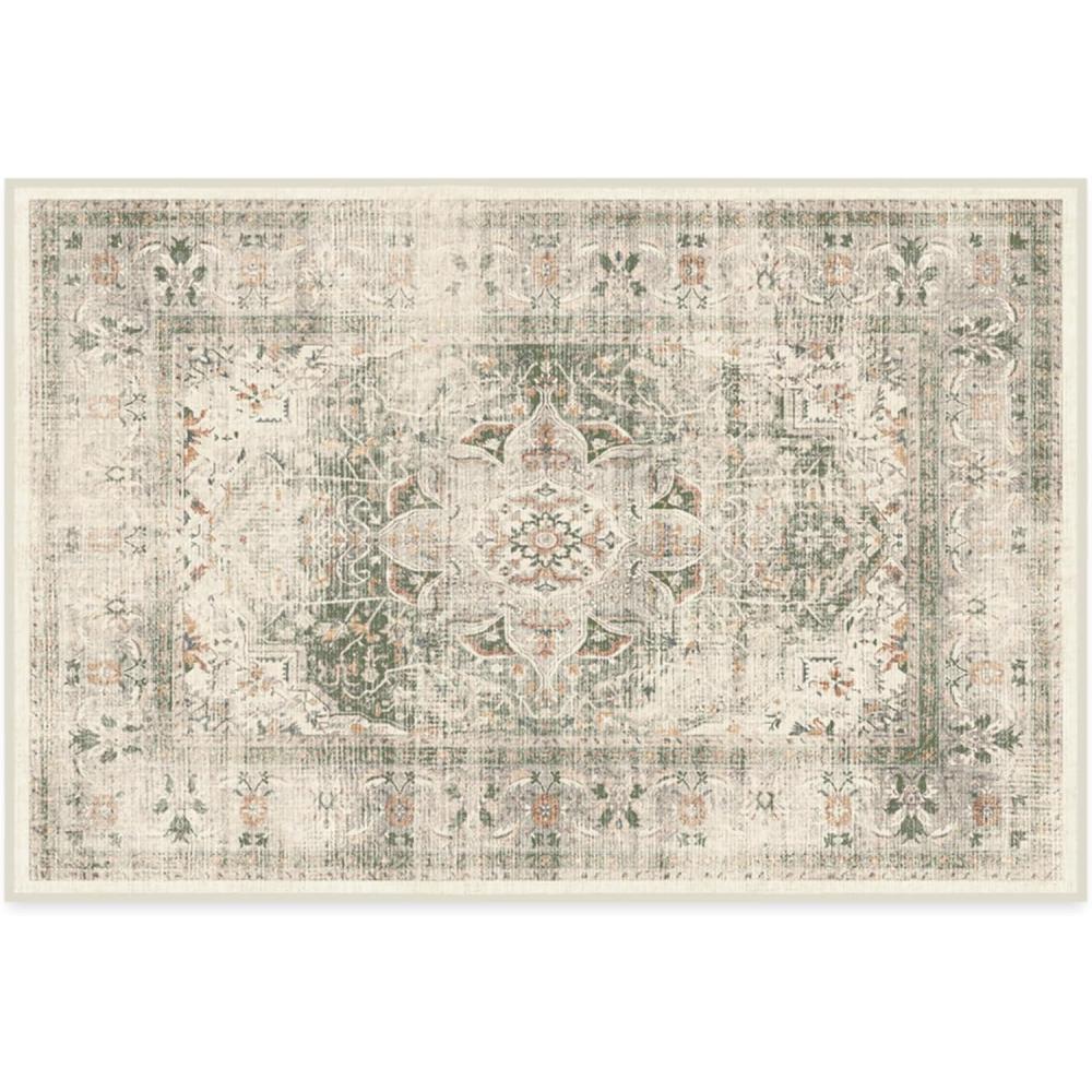 imageRUGGABLE Washable Vintage Area Rug  Kamran Hazel 3x5 StainResistant NonSlip  Small Machine Washable Rugs for Living Room Bedroom Hallway Entryway ampamp Officewith Standard PadSage  Sarrah  Cushioned Pad