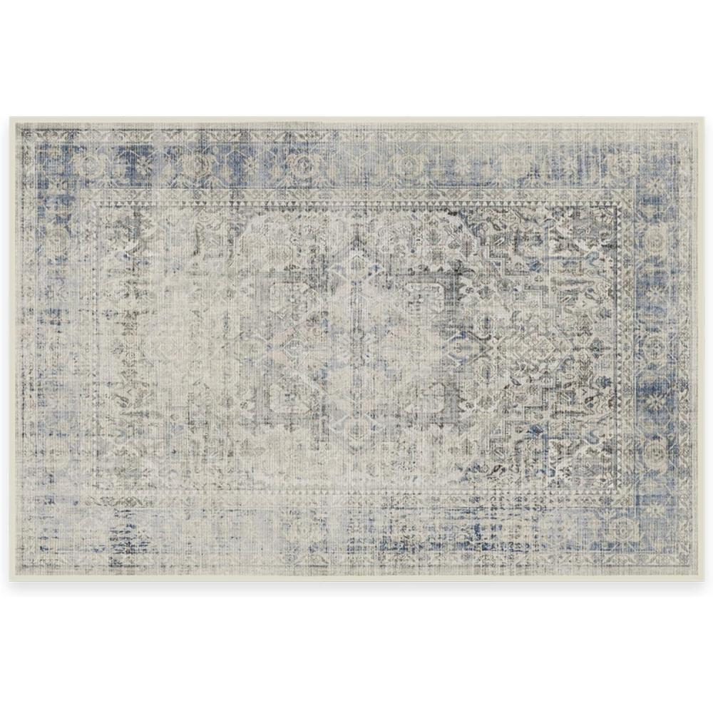 imageRUGGABLE Washable Vintage Area Rug Kamran Hazel 3x5 StainResistant NonSlip Small Machine Washable Rugs for Living Room Bedroom Hallway Entryway ampamp Officewith Standard PadBlue Quartz Distressed Kamran Cushioned Pad