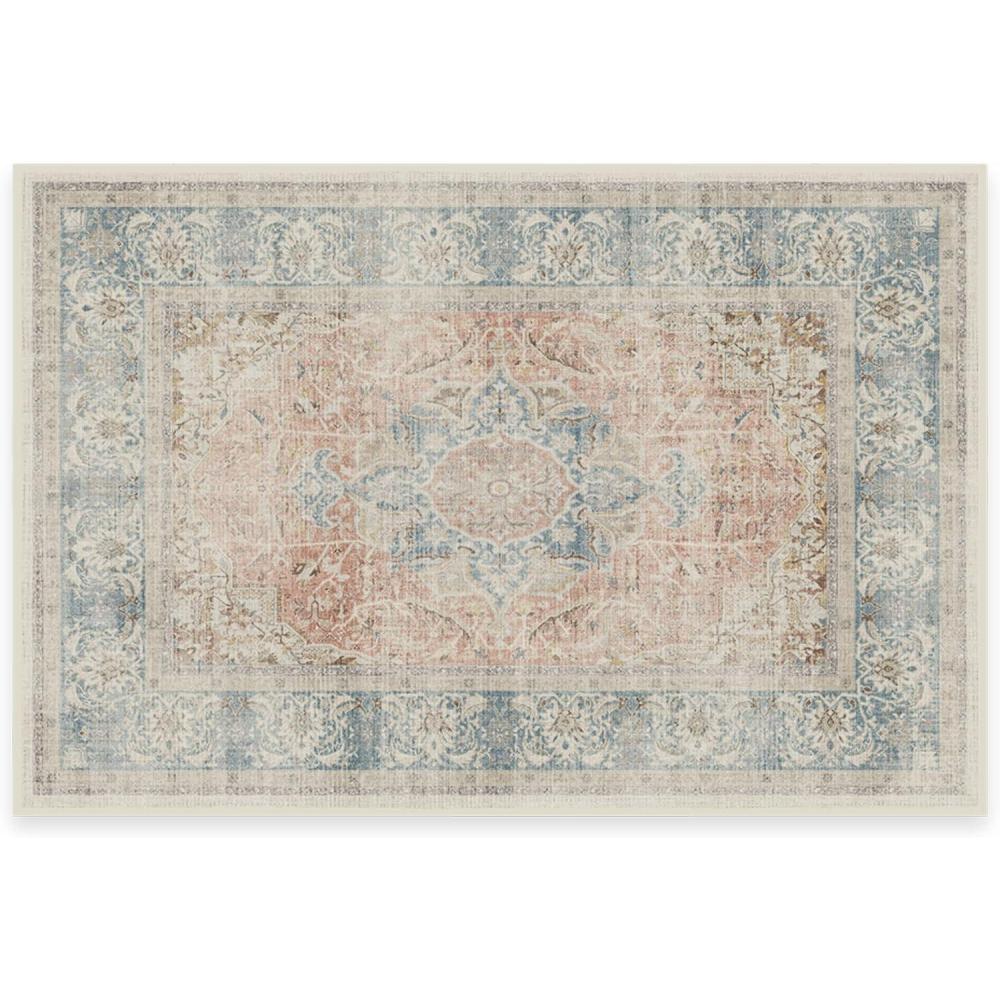 imageRUGGABLE Washable Vintage Area Rug Kamran Hazel 3x5 StainResistant NonSlip Small Machine Washable Rugs for Living Room Bedroom Hallway Entryway ampamp Officewith Standard PadCoral Sarrah Cushioned Pad