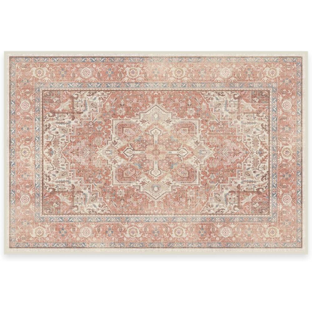 imageRUGGABLE Washable Vintage Area Rug  Kamran Hazel 3x5 StainResistant NonSlip  Small Machine Washable Rugs for Living Room Bedroom Hallway Entryway ampamp Officewith Standard PadPink Rose  Kamran  Standard Pad