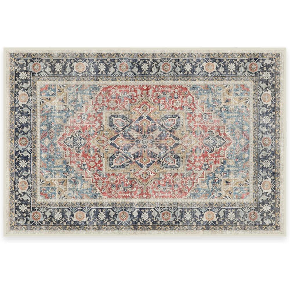 imageRUGGABLE Washable Vintage Area Rug Kamran Hazel 3x5 StainResistant NonSlip Small Machine Washable Rugs for Living Room Bedroom Hallway Entryway ampamp Officewith Standard PadCayenne Red Kamran Standard Pad