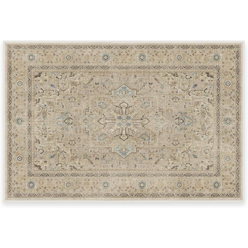 imageRUGGABLE Washable Vintage Area Rug Kamran Hazel 3x5 StainResistant NonSlip Small Machine Washable Rugs for Living Room Bedroom Hallway Entryway ampamp Officewith Standard PadIvory Opal Kamran Standard Pad