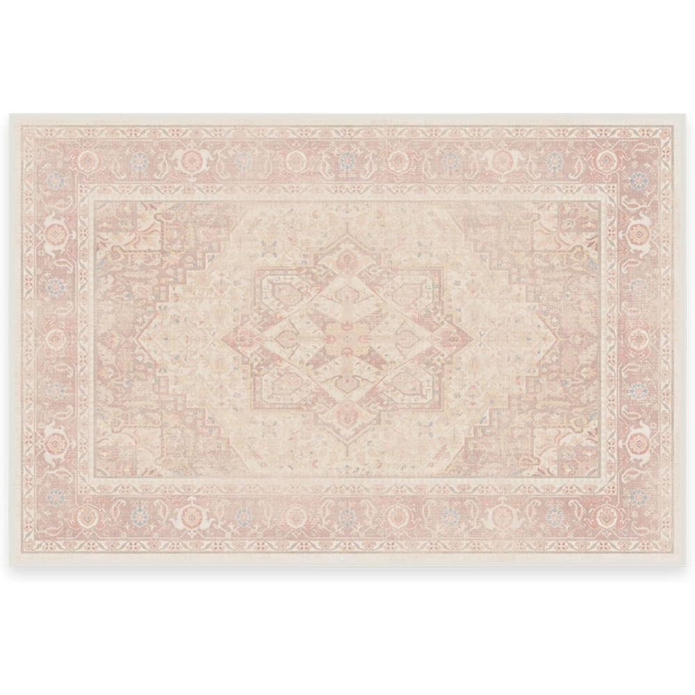 imageRUGGABLE Washable Vintage Area Rug Kamran Hazel 3x5 StainResistant NonSlip Small Machine Washable Rugs for Living Room Bedroom Hallway Entryway ampamp Officewith Standard PadPink Kamran Standard Pad