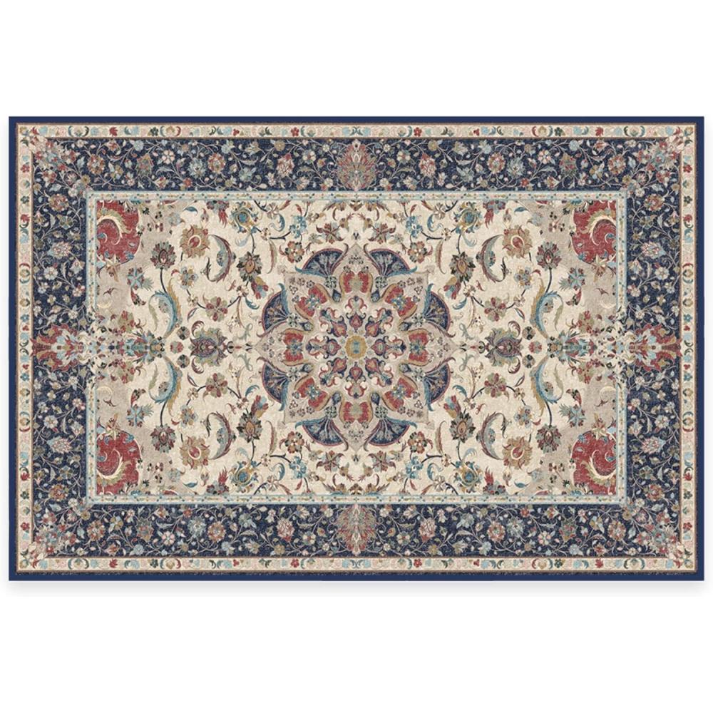 imageRUGGABLE Washable Vintage Area Rug Sima Royal Blue 9x12 StainResistant NonSlip Large Machine Washable Rugs for Living Room Bedroom Hallway Entryway ampamp Officewith Standard PadRoyal Blue Cushioned Pad