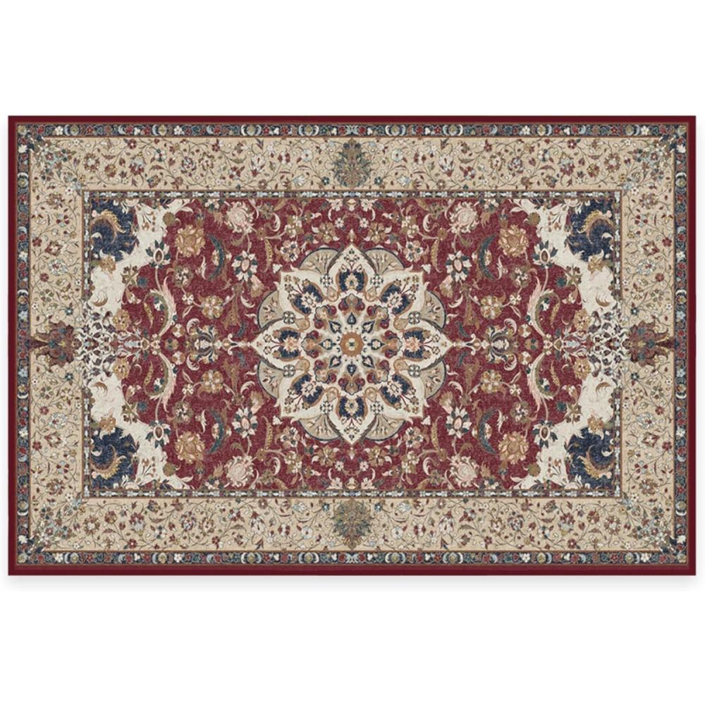 imageRUGGABLE Washable Vintage Area Rug Sima Royal Blue 9x12 StainResistant NonSlip Large Machine Washable Rugs for Living Room Bedroom Hallway Entryway ampamp Officewith Standard PadSima Currant Standard Pad