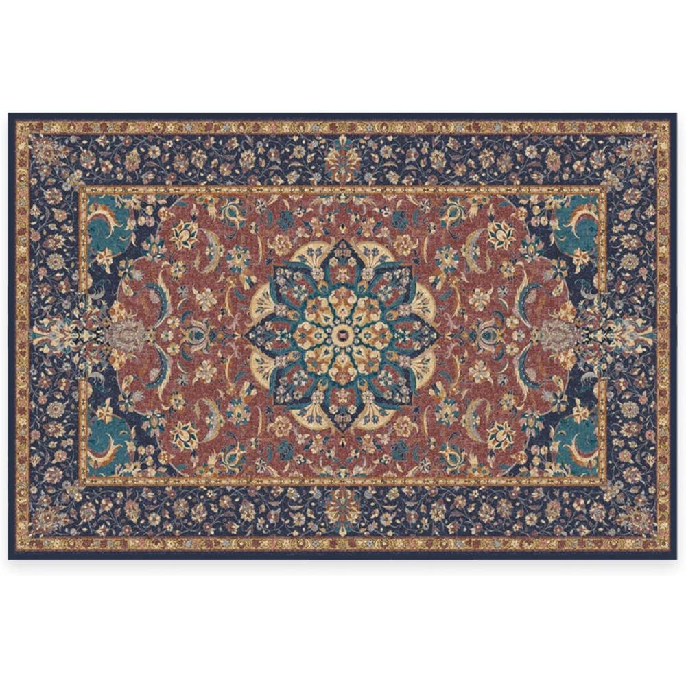 imageRUGGABLE Washable Vintage Area Rug  Sima Royal Blue 9x12 StainResistant NonSlip  Large Machine Washable Rugs for Living Room Bedroom Hallway Entryway ampamp Officewith Standard PadSima Burgundy  Standard Pad