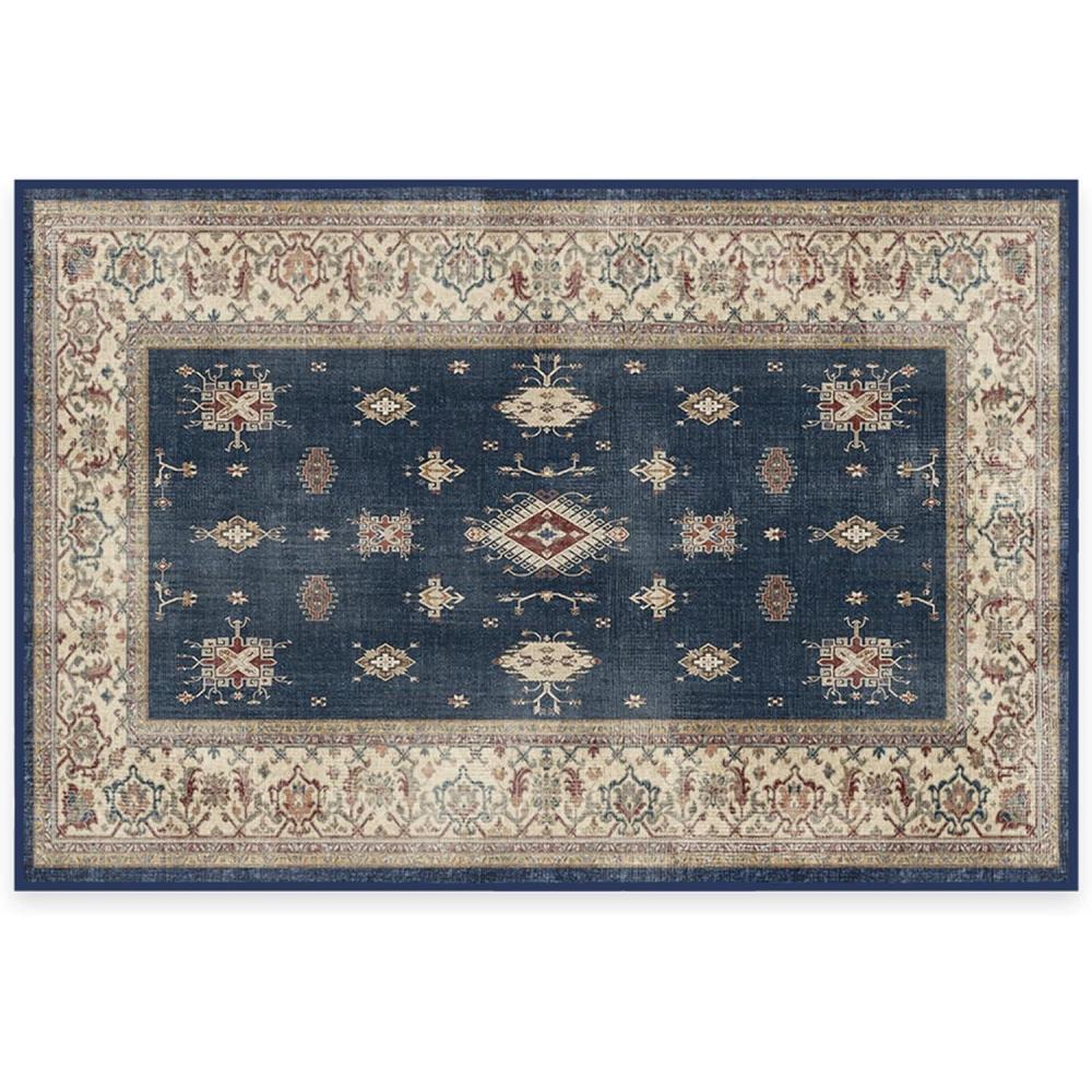 imageRUGGABLE Washable Vintage Area Rug Verena Sapphire 3x5 StainResistant NonSlip Small Machine Washable Rugs for Living Room Bedroom Hallway Entryway ampamp Officewith Standard PadSapphire Cushioned Pad