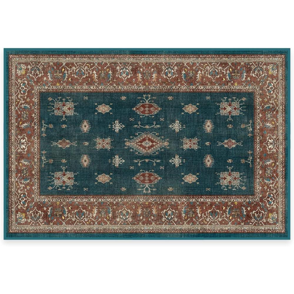 imageRUGGABLE Washable Vintage Area Rug Verena Sapphire 3x5 StainResistant NonSlip Small Machine Washable Rugs for Living Room Bedroom Hallway Entryway ampamp Officewith Standard PadTeal Blue Cushioned Pad