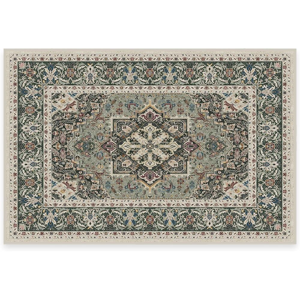 imageRUGGABLE Washable Vintage Runner Rug  Hendesi Heriz Abalone 25x7 StainResistant NonSlip Hallway Runner  Machine Washable Rug for Hallway Entryway Living Room ampamp Kitchenwith Standard PadSage  Cushioned Pad