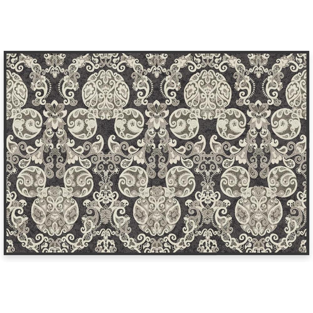 imageRUGGABLE x Disney Washable Area Rug  Damask Charcoal 6 ft Round StainResistant NonSlip  Medium Machine Washable Rugs for Living Room Bedroom Hallway Entryway ampamp Officewith Standard PadMickey Damask Charcoal  Cushioned Pad
