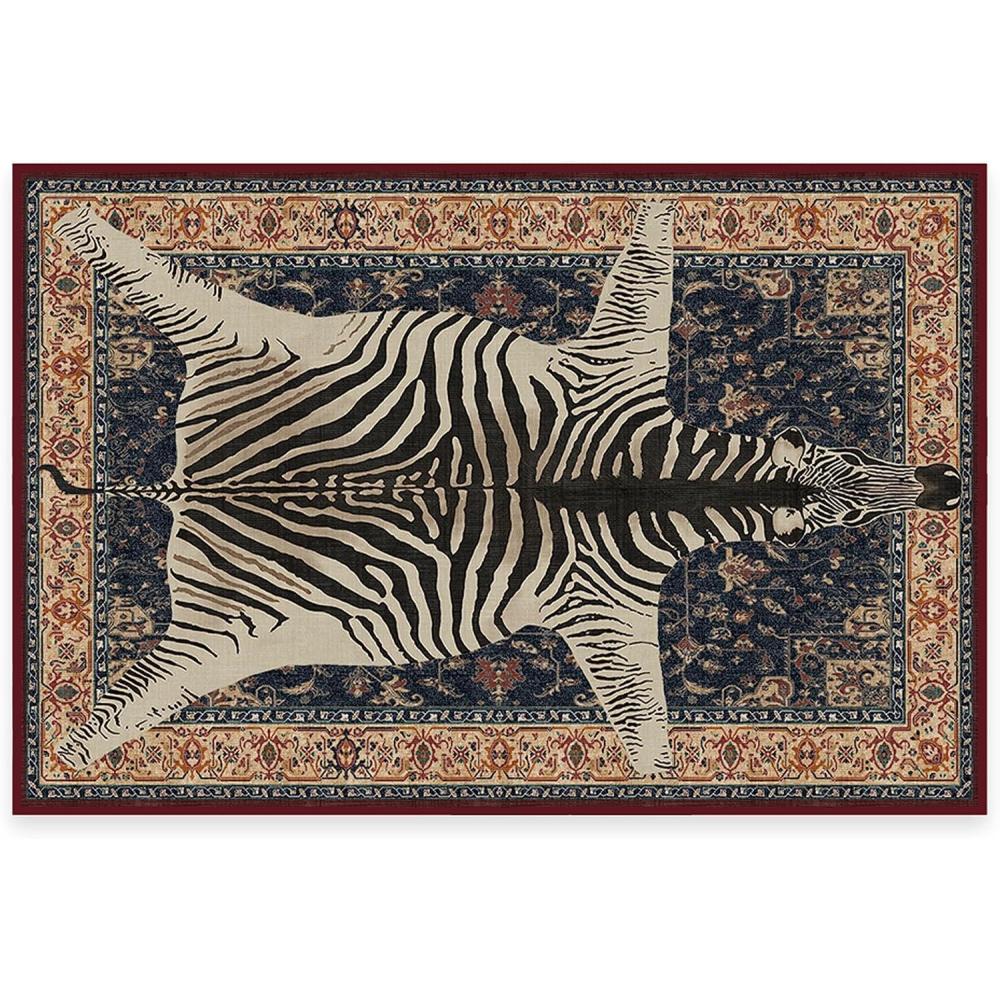 imageRUGGABLE x Iris Apfel Machine Washable Modern Area Rug  Birds of A Feather Neutral 3x5 StainResistant NonSlip  Small Rugs for Living Room Bedroom Hallway Entryway ampamp Officewith Cushioned PadSafari Sapphire Blue  Standard Pad
