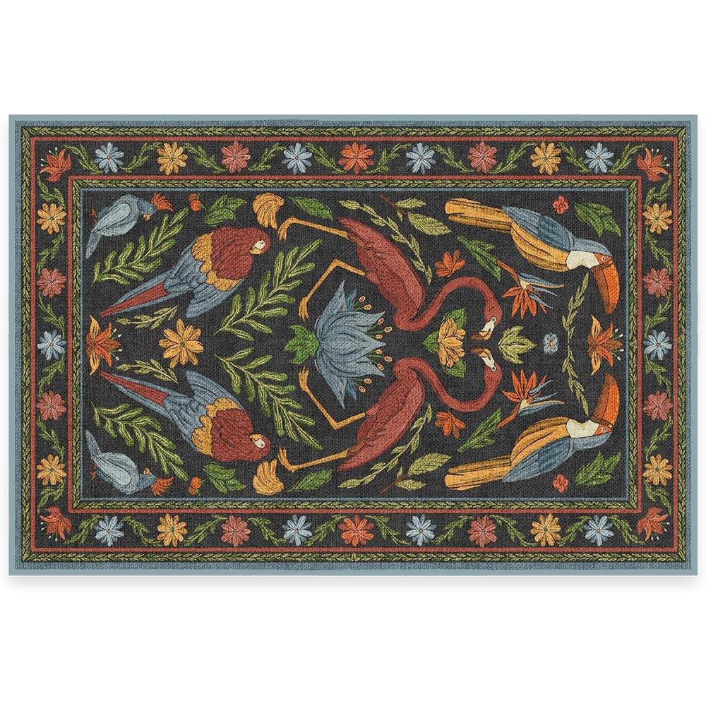 imageRUGGABLE x Iris Apfel Machine Washable Modern Area Rug  Birds of A Feather Neutral 3x5 StainResistant NonSlip  Small Rugs for Living Room Bedroom Hallway Entryway ampamp Officewith Cushioned PadBirds of a Feather Black  Cushioned Pad