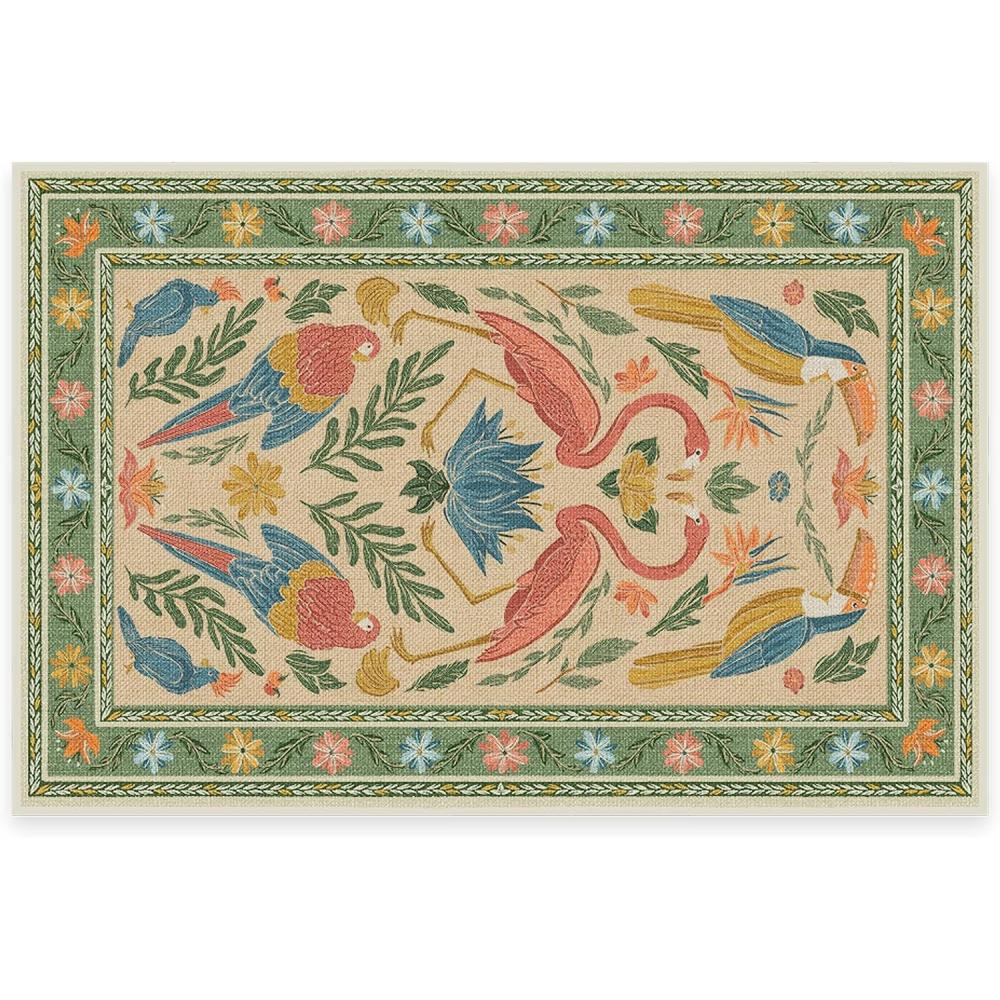 imageRUGGABLE x Iris Apfel Machine Washable Modern Area Rug  Birds of A Feather Neutral 3x5 StainResistant NonSlip  Small Rugs for Living Room Bedroom Hallway Entryway ampamp Officewith Cushioned PadBirds of a Feather Neutral  Standard Pad