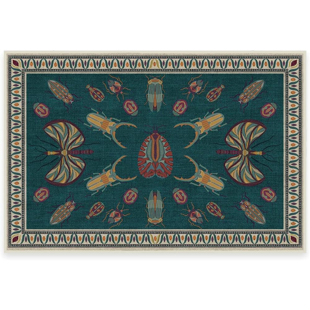 imageRUGGABLE x Iris Apfel Machine Washable Modern Area Rug  Birds of A Feather Neutral 3x5 StainResistant NonSlip  Small Rugs for Living Room Bedroom Hallway Entryway ampamp Officewith Cushioned PadA  Flutterby Teal  Standard Pad