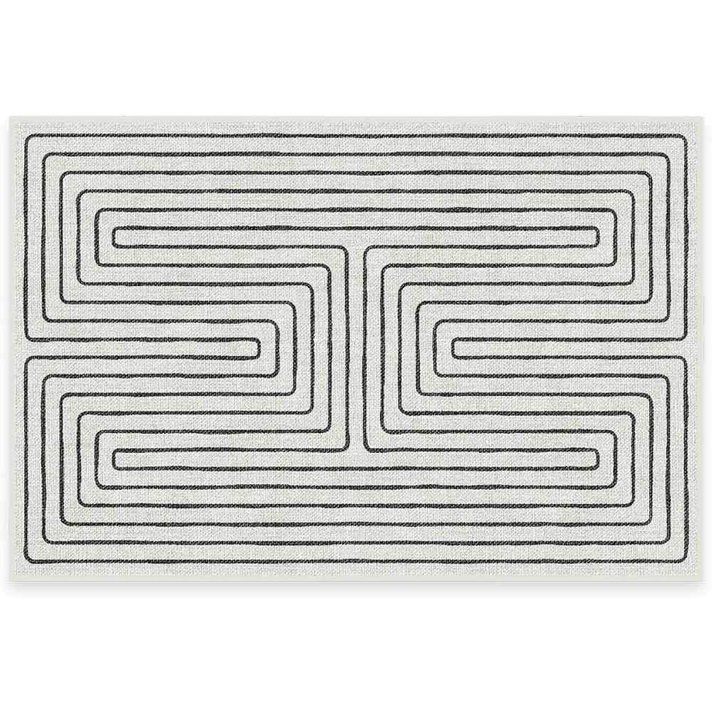 imageRUGGABLE x Jonathan Adler Machine Washable Modern Runner Rug  Inkdrop Camel ampamp Ivory 25x7 StainResistant NonSlip  Washable Rug for Hallway Entryway Living Room ampamp Kitchenwith Standard PadLabyrinth BlackIvory  Standard Pad
