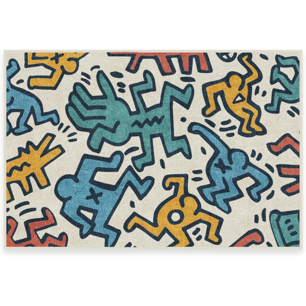 imageRUGGABLE x Keith Haring Washable Area Rug  Block Party Multicolor 3x5 StainResistant NonSlip  Small Machine Washable Rugs for Living Room Bedroom Hallway Entryway ampamp Officewith Standard PadBlock Party Multicolor  Standard Pad