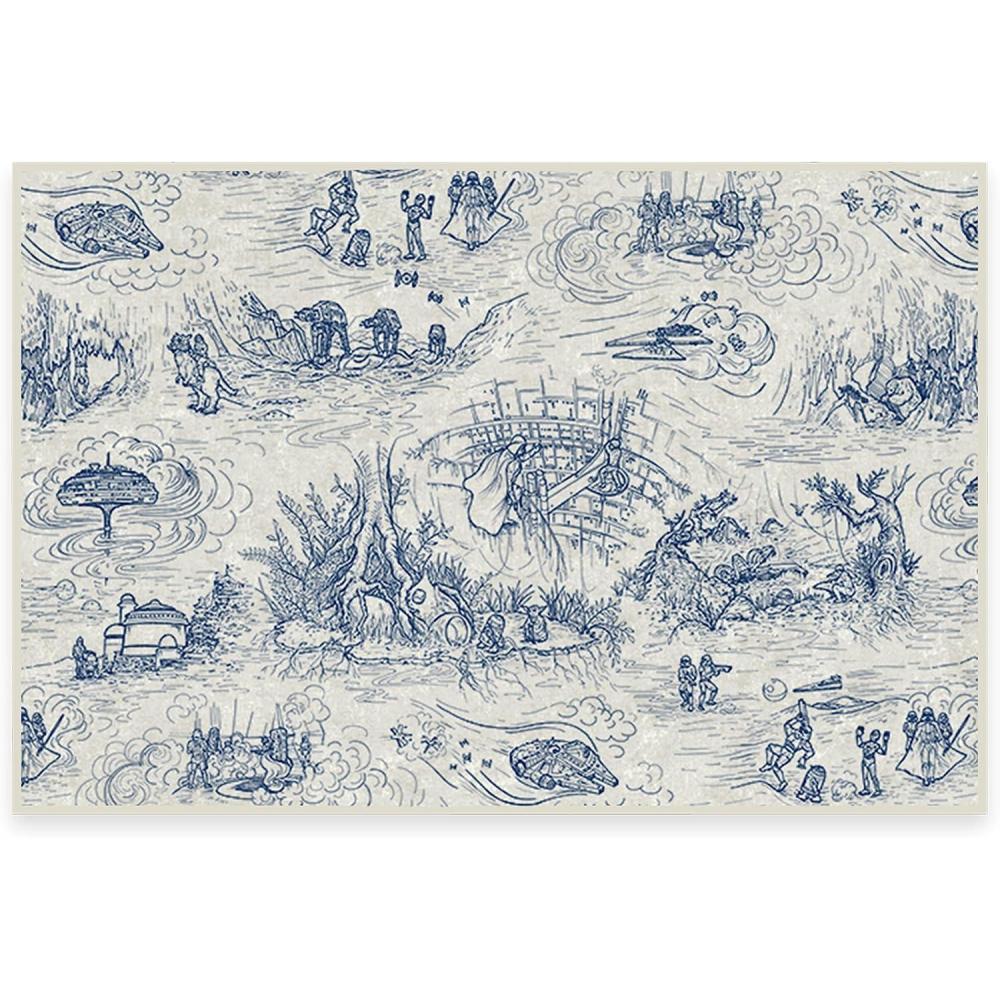 imageRUGGABLE x Star Wars Washable Area Rug  Grogu Trellis Ash Grey 3x5 StainResistant NonSlip  Small Machine Washable Rugs for Living Room Bedroom Hallway Entryway ampamp Officewith Standard PadEmpire Strikes Back Toile Blue  Standard Pad