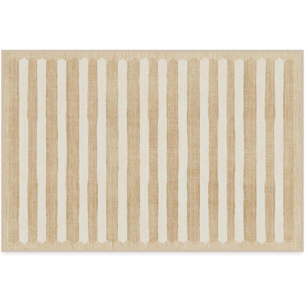 imageRUGGABLE x goop Machine Washable Area Rug Lucia Natural 10x14 StainResistant NonSlip Large Rugs for Living Room Bedroom Hallway Entryway ampamp Officewith Standard PadElin Stripe Latte Cream Cushioned Pad