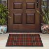 RUGGABLE Washable Front Doormat – Hohoho Red and Green 2×3 Indoor/Outdoor Doormat – Fade–Resistant, Durable, Non–Slip – Welcome Mat for Entryway, Hallway, Bathroom, & Decor – with Standard Pad(Winter Tartan Red – Standard Pad)