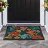 RUGGABLE Washable Front Doormat – Welcome 2×3 Indoor/Outdoor Doormat – Fade–Resistant, Durable, Non–Slip – Welcome Mat for Entryway, Hallway, Bathroom, & Decor – with Standard Pad(C – Multicolor Blossom)