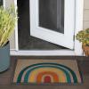 RUGGABLE Washable Front Doormat – Welcome 2×3 Indoor/Outdoor Doormat – Fade–Resistant, Durable, Non–Slip – Welcome Mat for Entryway, Hallway, Bathroom, & Decor – with Standard Pad(Aria Rainbow – Doormat)