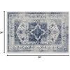 RUGGABLE Washable Vintage Area Rug – Kira Stone Blue 8 ft Round, Stain-Resistant, Non-Slip – Large Machine Washable Rugs for Living Room, Bedroom, Hallway, Entryway & Office–with Standard Pad(Delft Blue – Cushioned Pad)