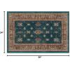 RUGGABLE Washable Vintage Area Rug – Verena Sapphire 3×5, Stain-Resistant, Non-Slip – Small Machine Washable Rugs for Living Room, Bedroom, Hallway, Entryway & Office–with Standard Pad(Teal Blue – Cushioned Pad)